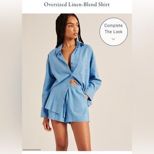 Oversized Linen-Blend Shirt- Medium